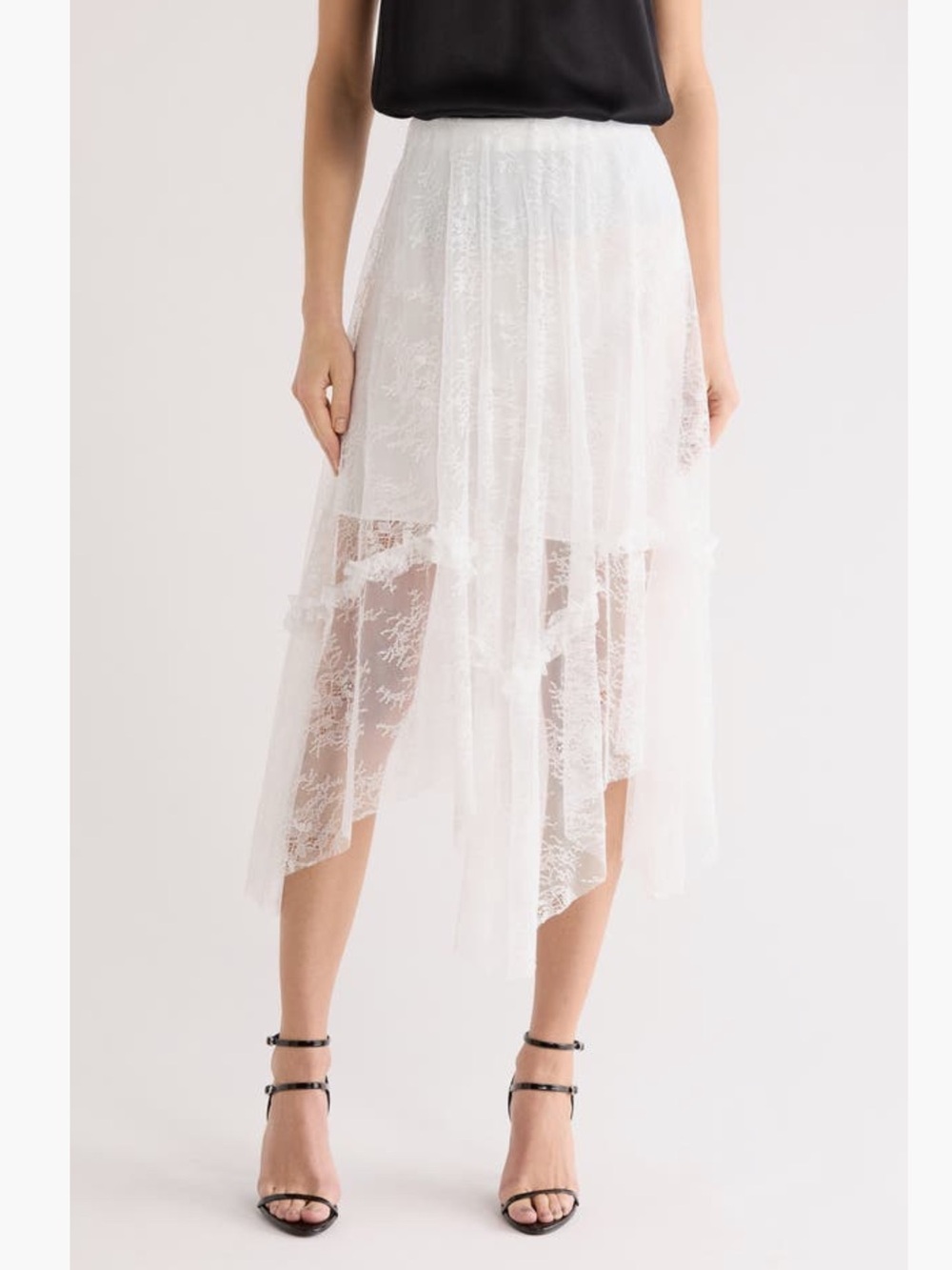 NWT AllSaints White Josie Asymmetric Handkerchief Lace Skirt Size 6